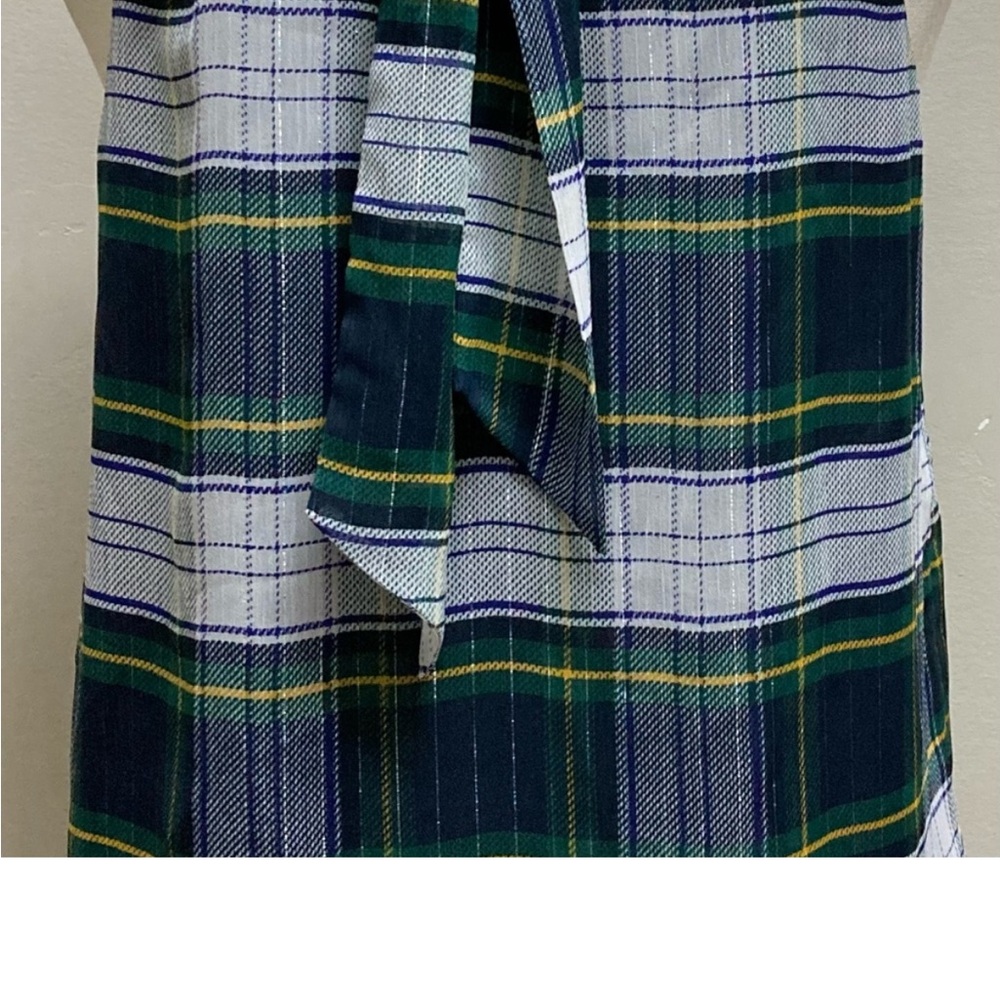 Jcrew tartan blouse with tie back